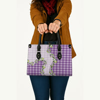 Violet Hawaii Palaka Leather Bag Maile Pikake Honohono Orchid Lei
