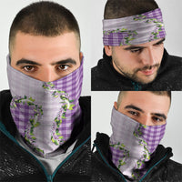 Violet Hawaii Palaka Neck Gaiter Maile Pikake Honohono Orchid Lei