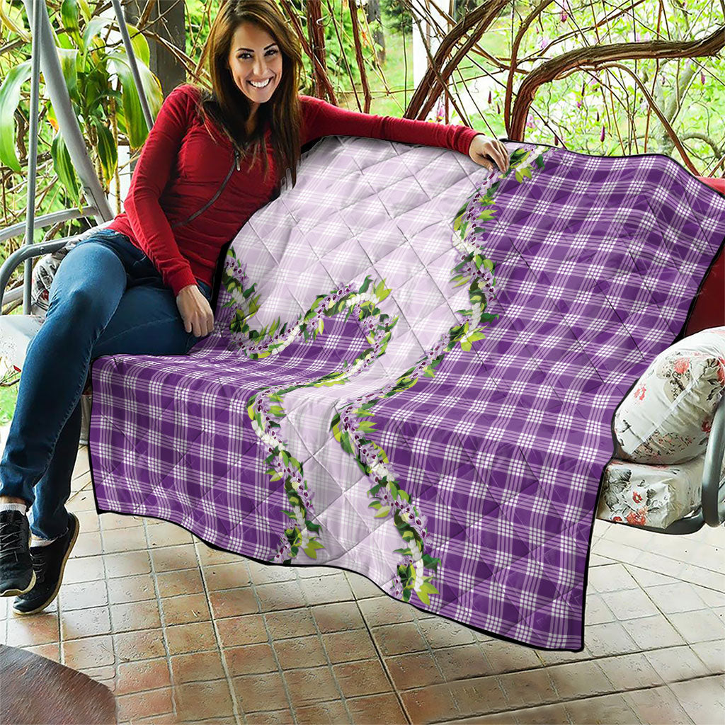 Violet Hawaii Palaka Quilt Maile Pikake Honohono Orchid Lei