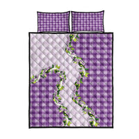 Violet Hawaii Palaka Quilt Bed Set Maile Pikake Honohono Orchid Lei