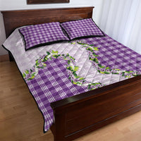 Violet Hawaii Palaka Quilt Bed Set Maile Pikake Honohono Orchid Lei
