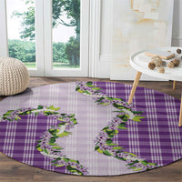 Violet Hawaii Palaka Round Carpet Maile Pikake Honohono Orchid Lei