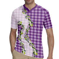 Violet Hawaii Palaka Rugby Jersey Maile Pikake Honohono Orchid Lei