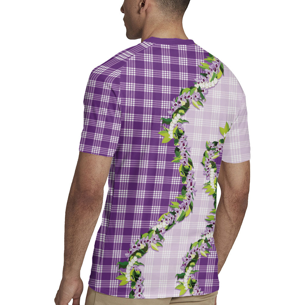 Violet Hawaii Palaka Rugby Jersey Maile Pikake Honohono Orchid Lei