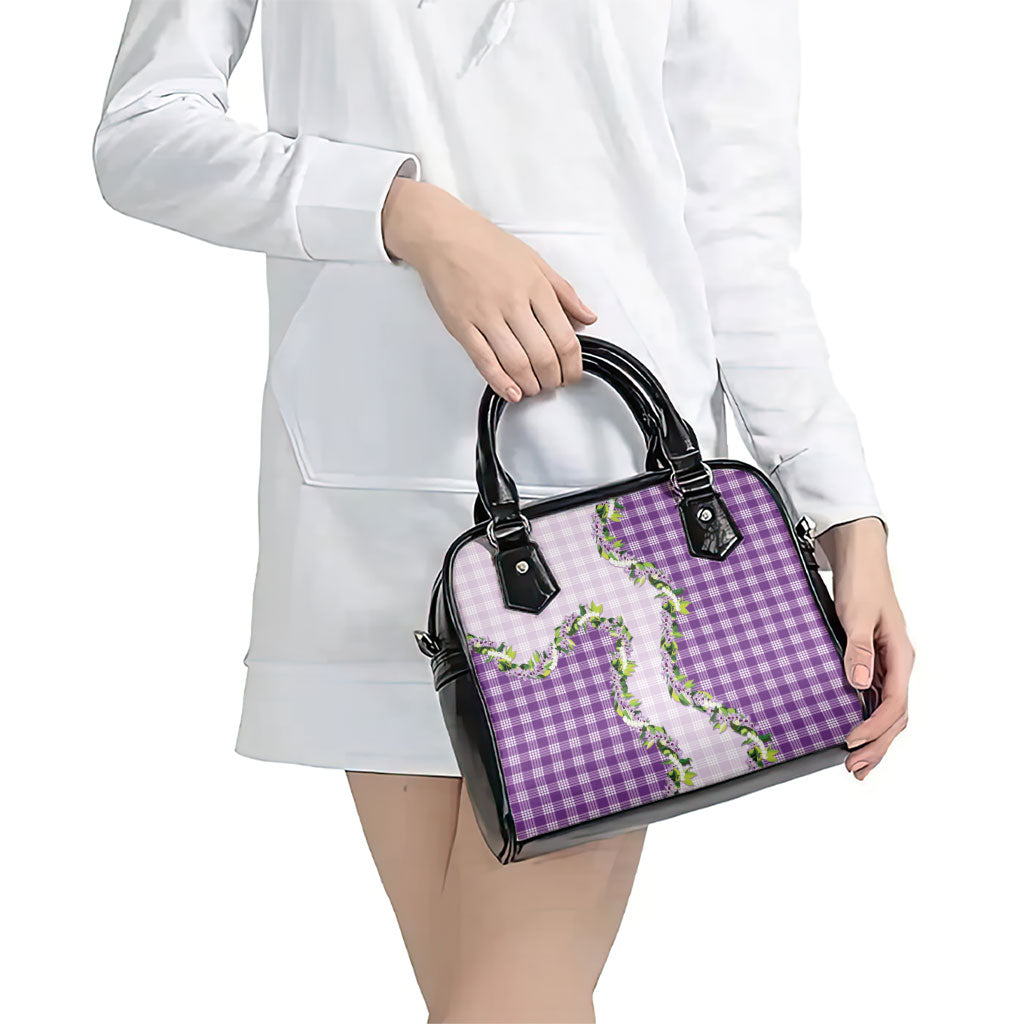 Violet Hawaii Palaka Shoulder Handbag Maile Pikake Honohono Orchid Lei