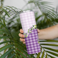 Violet Hawaii Palaka Skinny Tumbler Maile Pikake Honohono Orchid Lei
