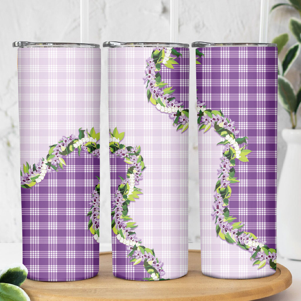 Violet Hawaii Palaka Skinny Tumbler Maile Pikake Honohono Orchid Lei
