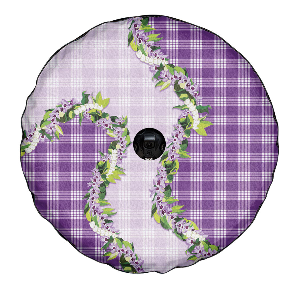 Violet Hawaii Palaka Spare Tire Cover Maile Pikake Honohono Orchid Lei
