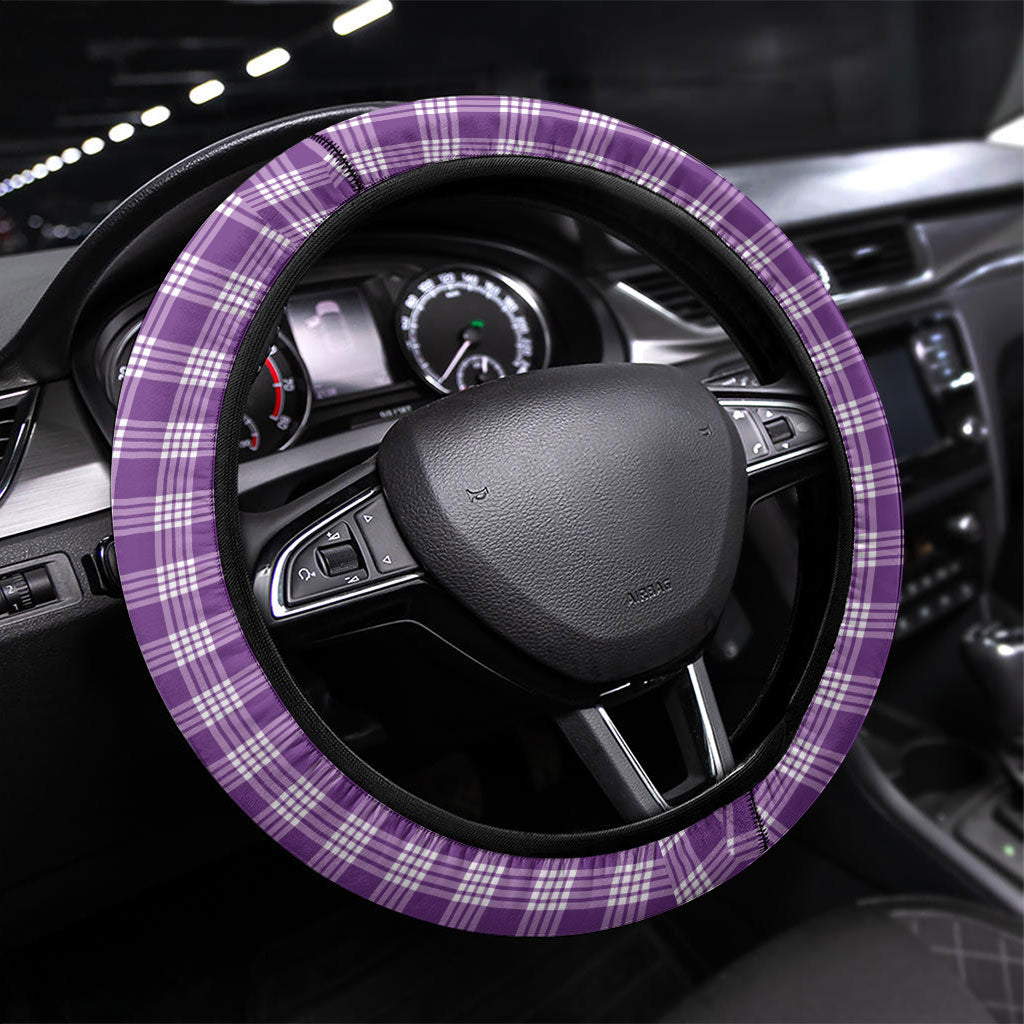Violet Hawaii Palaka Steering Wheel Cover Maile Pikake Honohono Orchid Lei LT05 Universal Fit Violet - Polynesian Pride