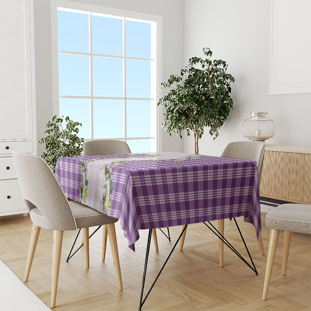 Violet Hawaii Palaka Tablecloth Maile Pikake Honohono Orchid Lei