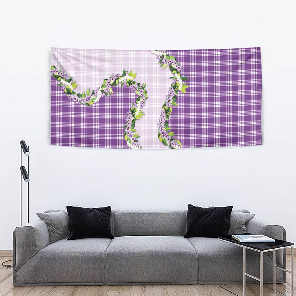 Violet Hawaii Palaka Tapestry Maile Pikake Honohono Orchid Lei