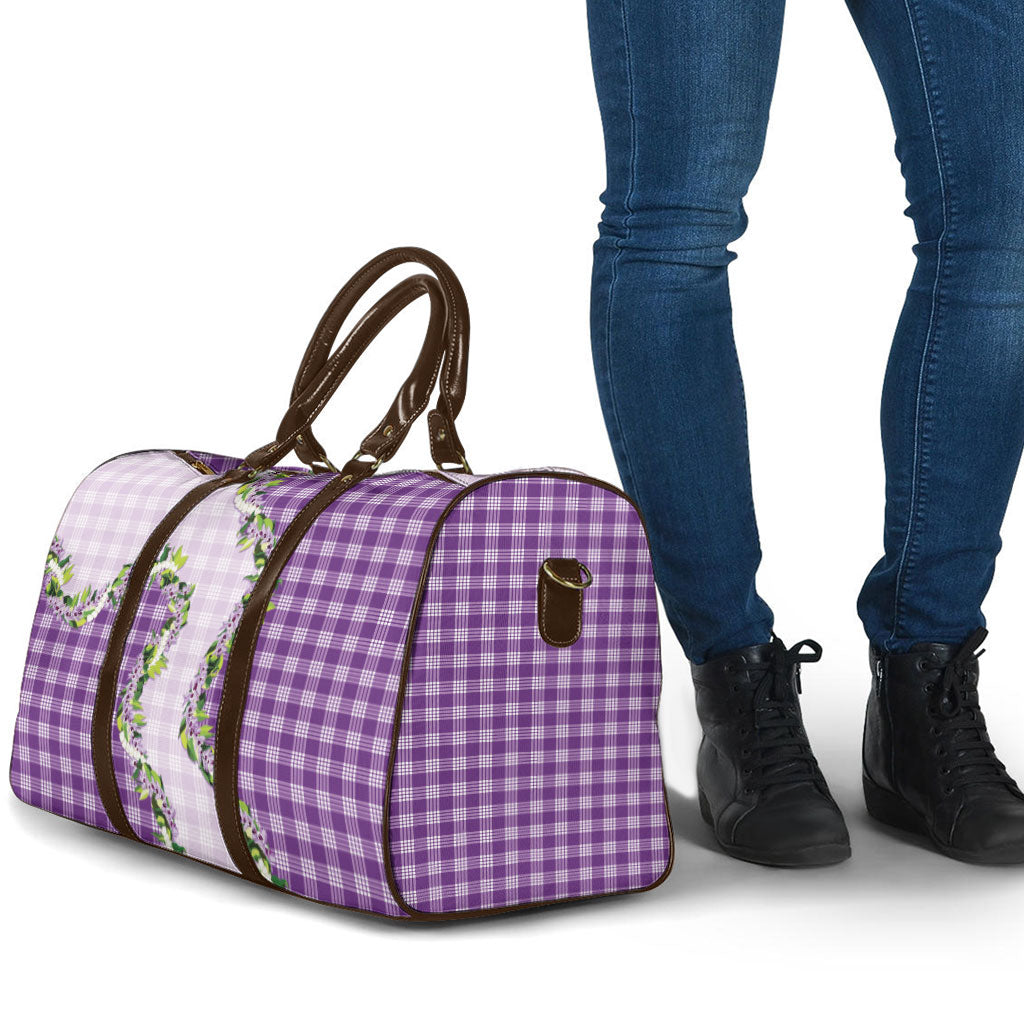 Violet Hawaii Palaka Travel Bag Maile Pikake Honohono Orchid Lei