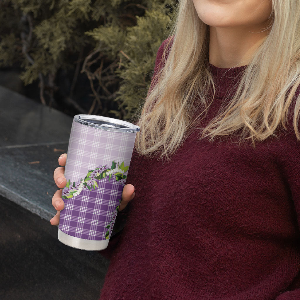 Violet Hawaii Palaka Tumbler Cup Maile Pikake Honohono Orchid Lei