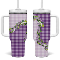 Violet Hawaii Palaka Tumbler With Handle Maile Pikake Honohono Orchid Lei