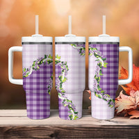 Violet Hawaii Palaka Tumbler With Handle Maile Pikake Honohono Orchid Lei