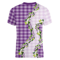 Violet Hawaii Palaka Women V-Neck T-Shirt Maile Pikake Honohono Orchid Lei