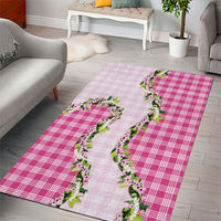 Pink Hawaii Palaka Area Rug Maile Pikake Honohono Orchid Lei