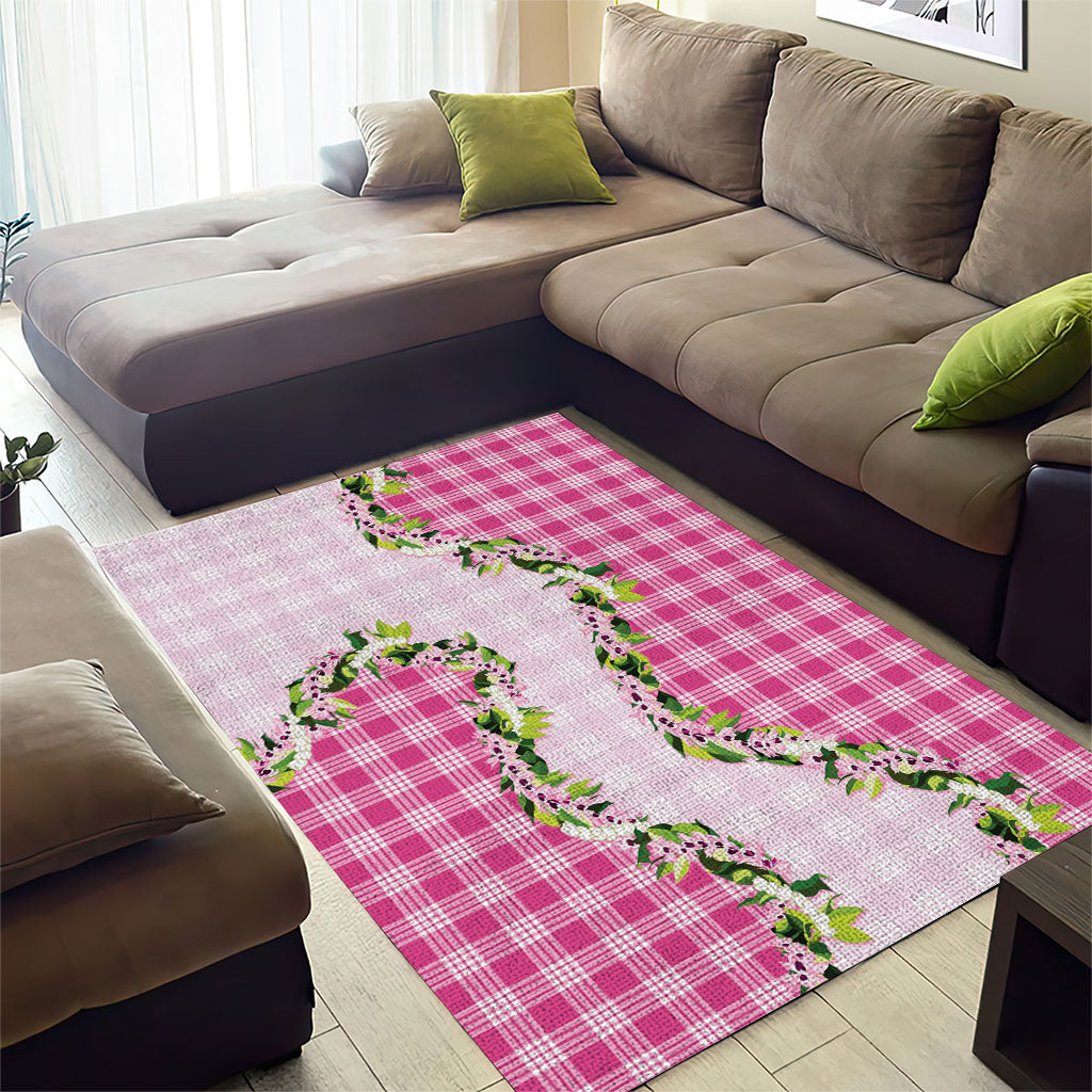 Pink Hawaii Palaka Area Rug Maile Pikake Honohono Orchid Lei