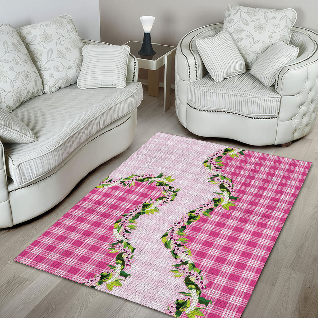 Pink Hawaii Palaka Area Rug Maile Pikake Honohono Orchid Lei