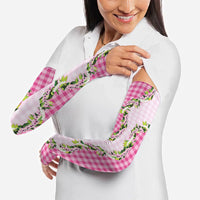 Pink Hawaii Palaka Arm Sleeves Maile Pikake Honohono Orchid Lei