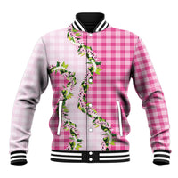 Pink Hawaii Palaka Baseball Jacket Maile Pikake Honohono Orchid Lei