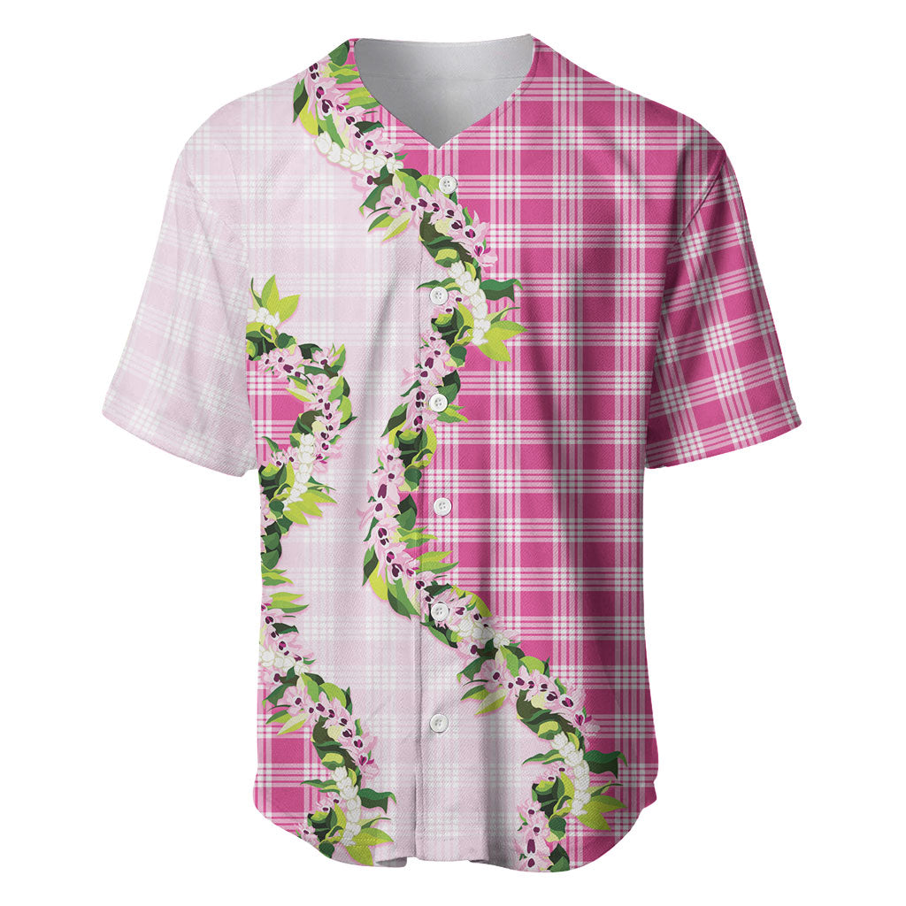 Pink Hawaii Palaka Baseball Jersey Maile Pikake Honohono Orchid Lei LT05 Pink - Polynesian Pride