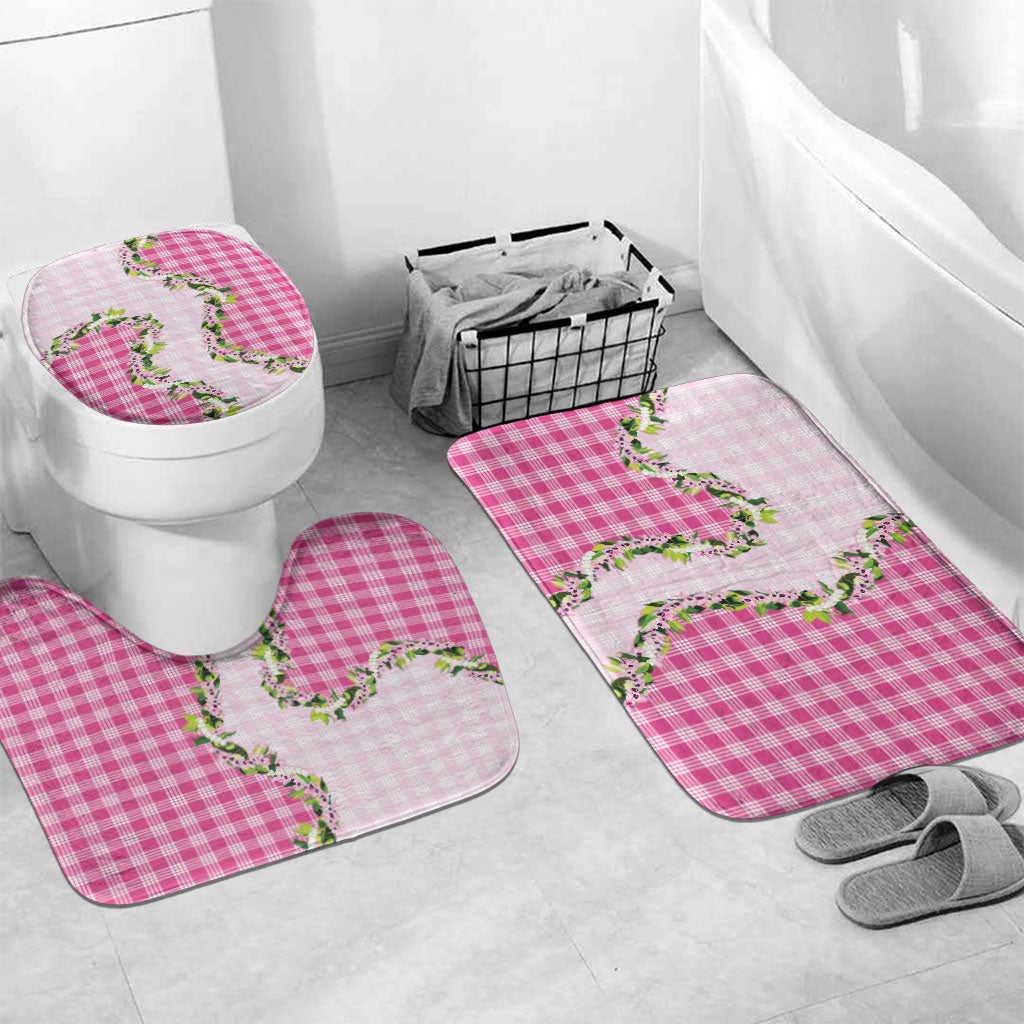 Pink Hawaii Palaka Bathroom Set Maile Pikake Honohono Orchid Lei