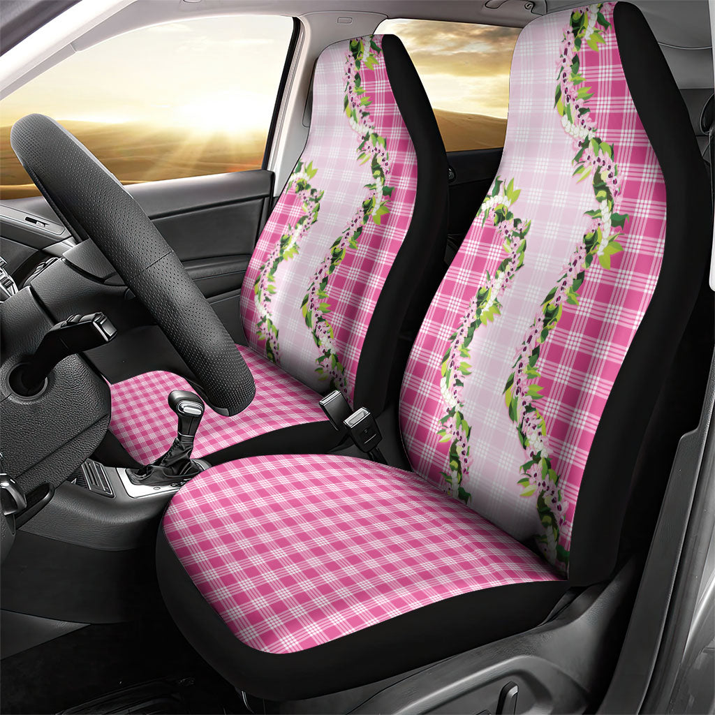 Pink Hawaii Palaka Car Seat Cover Maile Pikake Honohono Orchid Lei