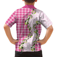 Pink Hawaii Palaka Family Matching Tank Maxi Dress and Hawaiian Shirt Maile Pikake Honohono Orchid Lei