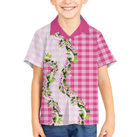 Pink Hawaii Palaka Family Matching Tank Maxi Dress and Hawaiian Shirt Maile Pikake Honohono Orchid Lei