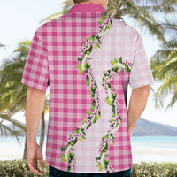 Pink Hawaii Palaka Hawaiian Shirt Maile Pikake Honohono Orchid Lei