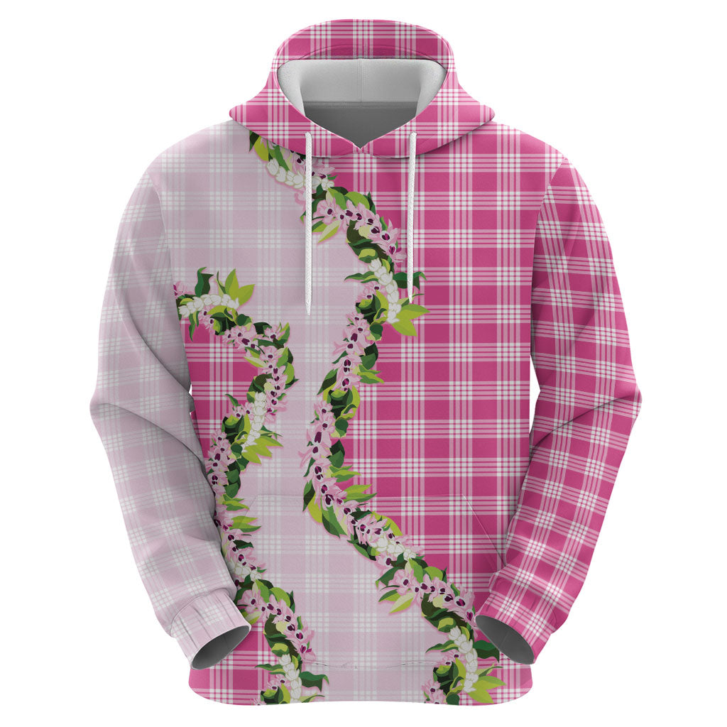 Pink Hawaii Palaka Hoodie Maile Pikake Honohono Orchid Lei