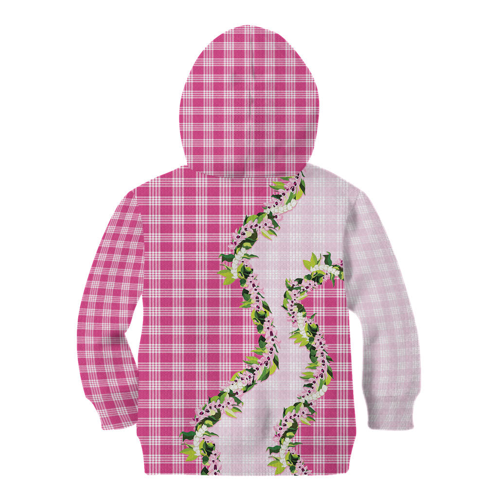 Pink Hawaii Palaka Kid Hoodie Maile Pikake Honohono Orchid Lei
