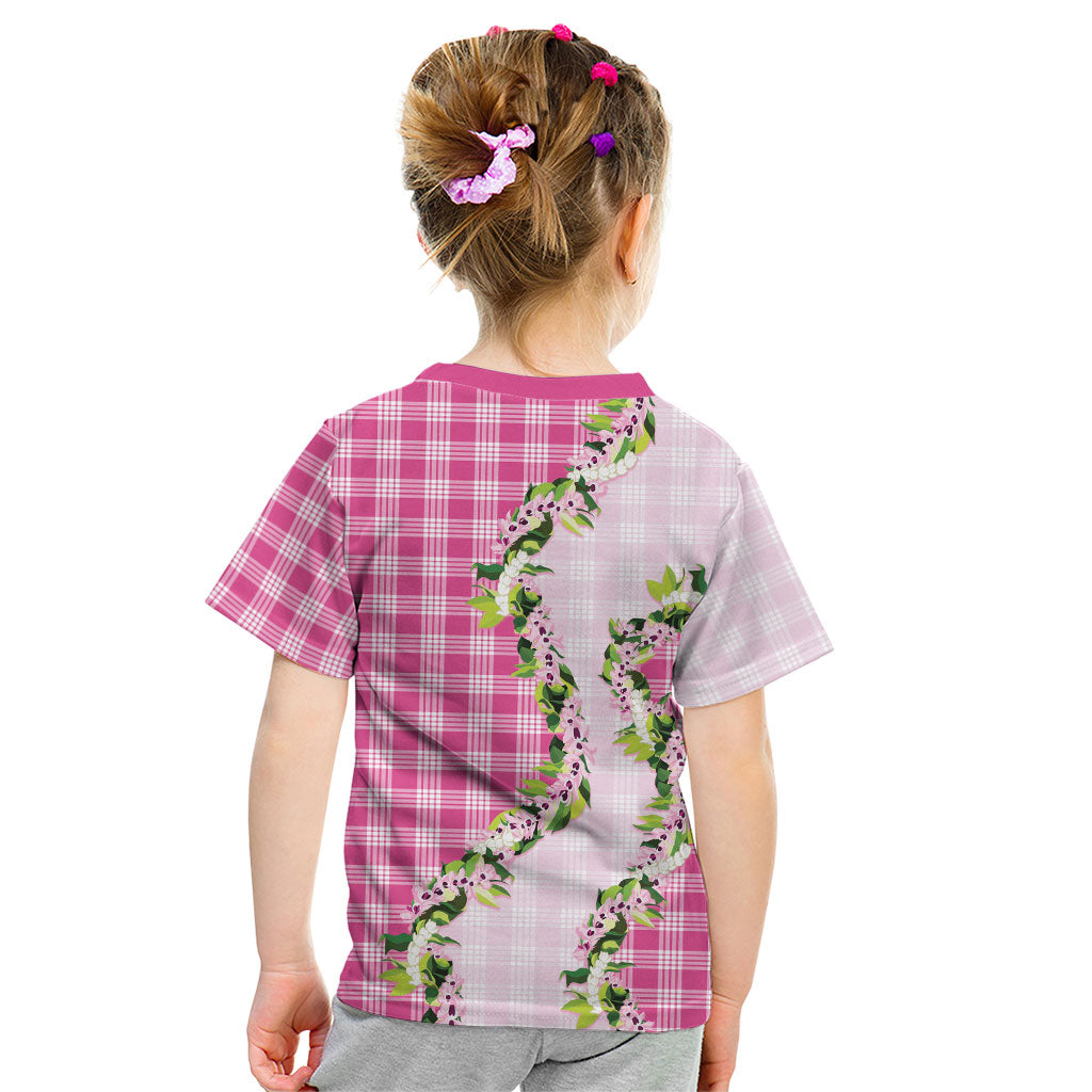 Pink Hawaii Palaka Kid T Shirt Maile Pikake Honohono Orchid Lei