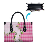 Pink Hawaii Palaka Leather Bag Maile Pikake Honohono Orchid Lei