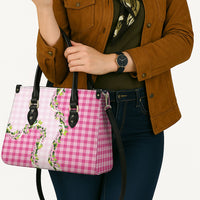 Pink Hawaii Palaka Leather Bag Maile Pikake Honohono Orchid Lei