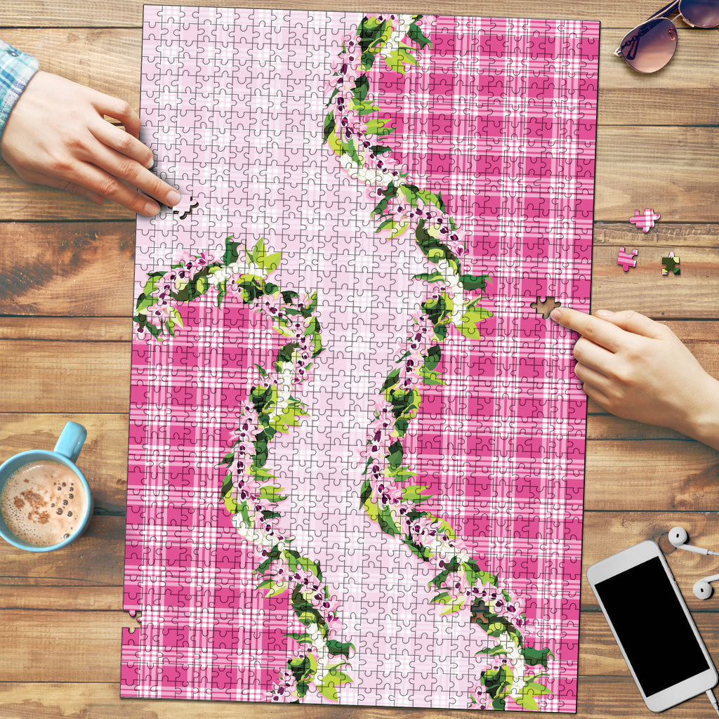 Pink Hawaii Palaka Puzzle Maile Pikake Honohono Orchid Lei LT05 Pink - Polynesian Pride