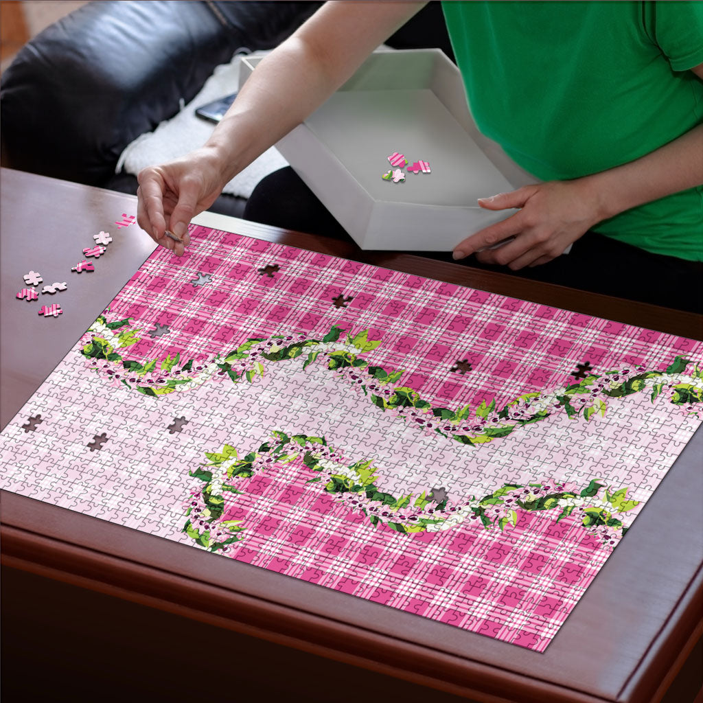 Pink Hawaii Palaka Puzzle Maile Pikake Honohono Orchid Lei