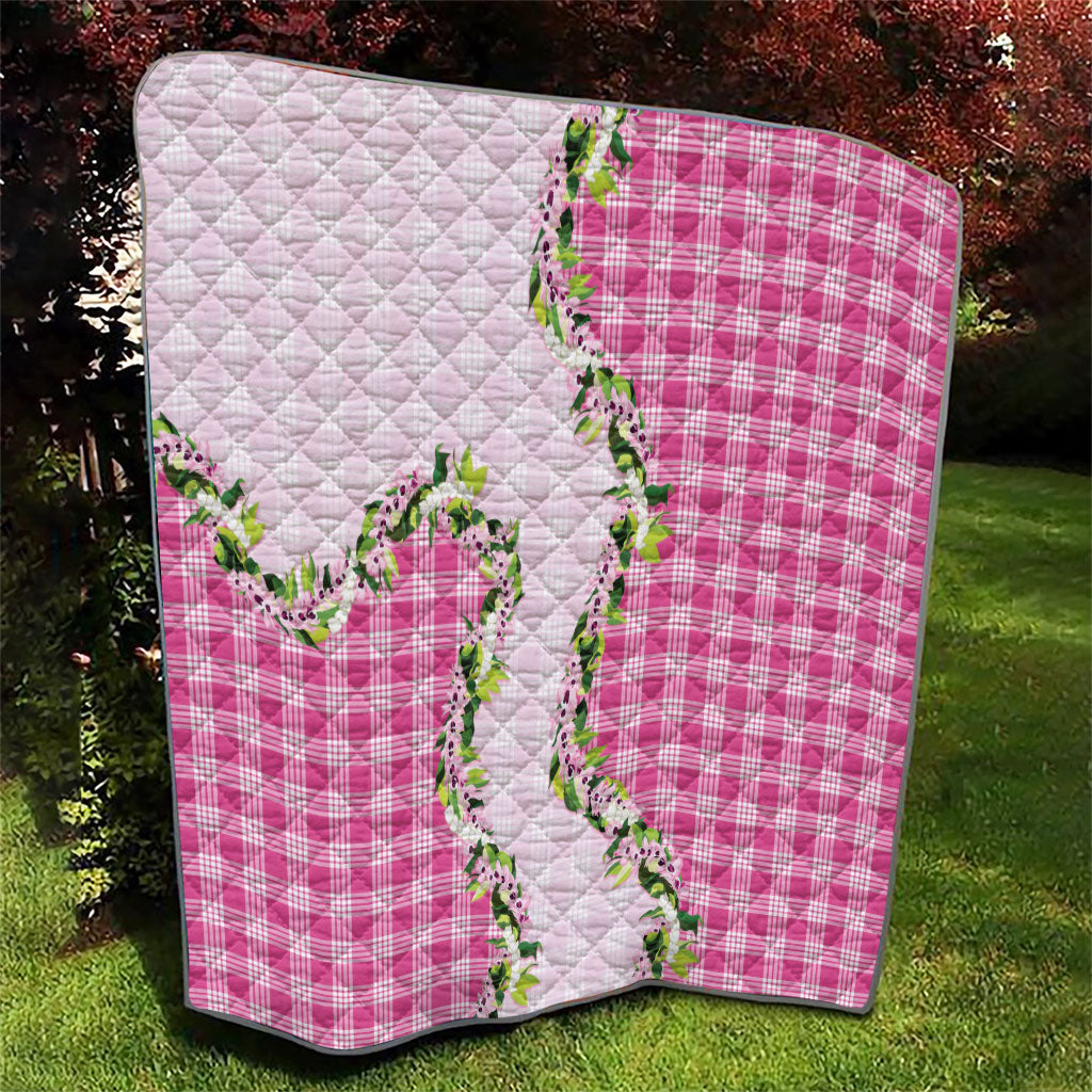 Pink Hawaii Palaka Quilt Maile Pikake Honohono Orchid Lei