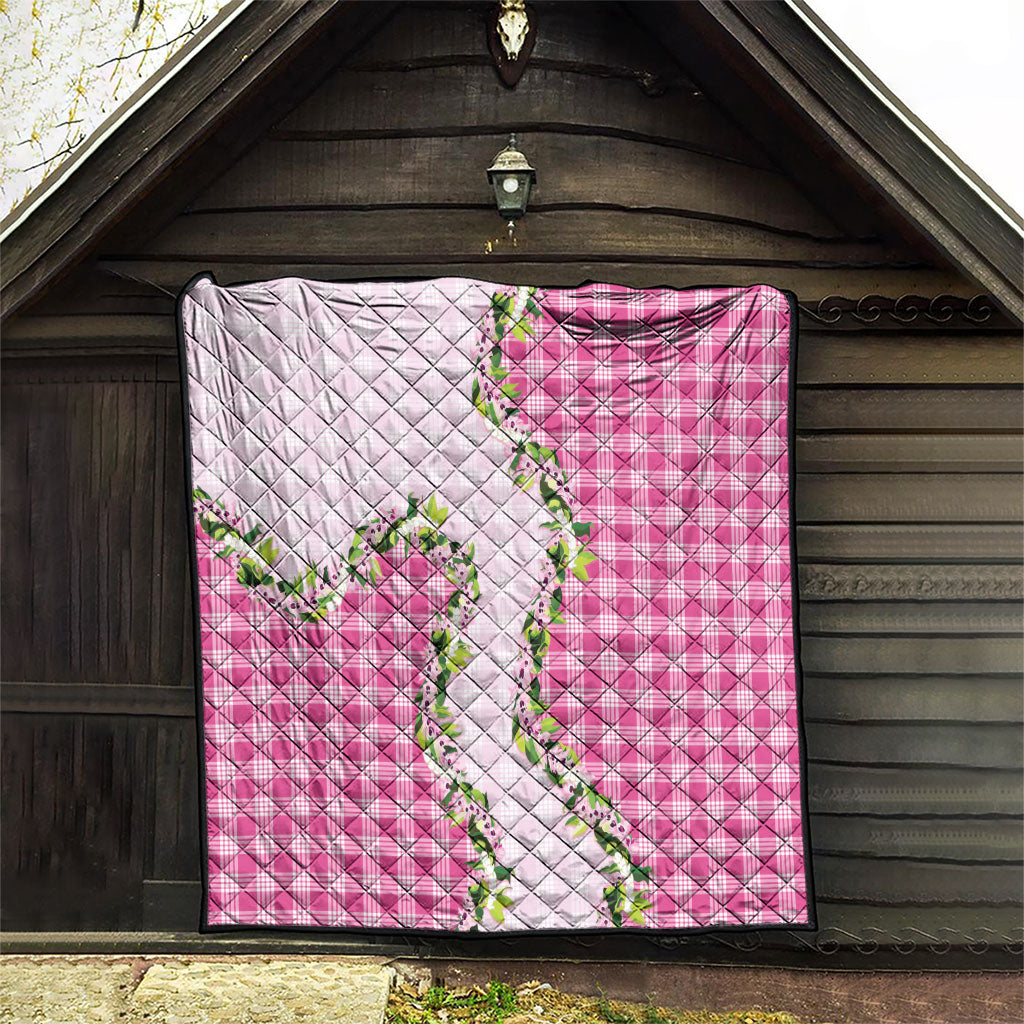 Pink Hawaii Palaka Quilt Maile Pikake Honohono Orchid Lei