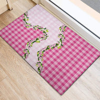 Pink Hawaii Palaka Rubber Doormat Maile Pikake Honohono Orchid Lei