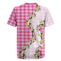 Pink Hawaii Palaka Rugby Jersey Maile Pikake Honohono Orchid Lei