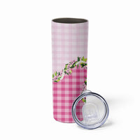 Pink Hawaii Palaka Skinny Tumbler Maile Pikake Honohono Orchid Lei