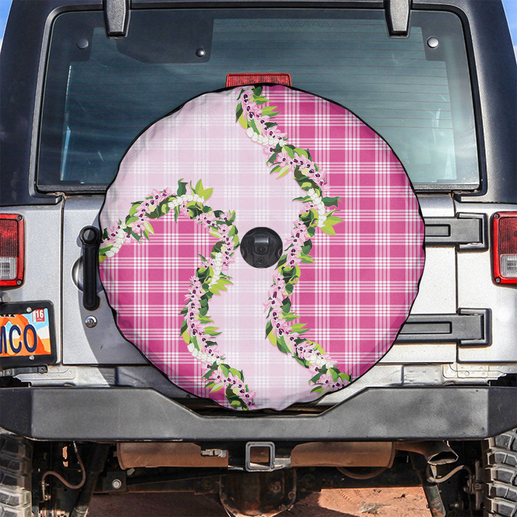 Pink Hawaii Palaka Spare Tire Cover Maile Pikake Honohono Orchid Lei