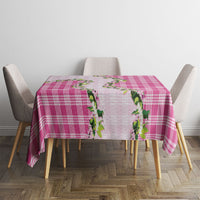 Pink Hawaii Palaka Tablecloth Maile Pikake Honohono Orchid Lei