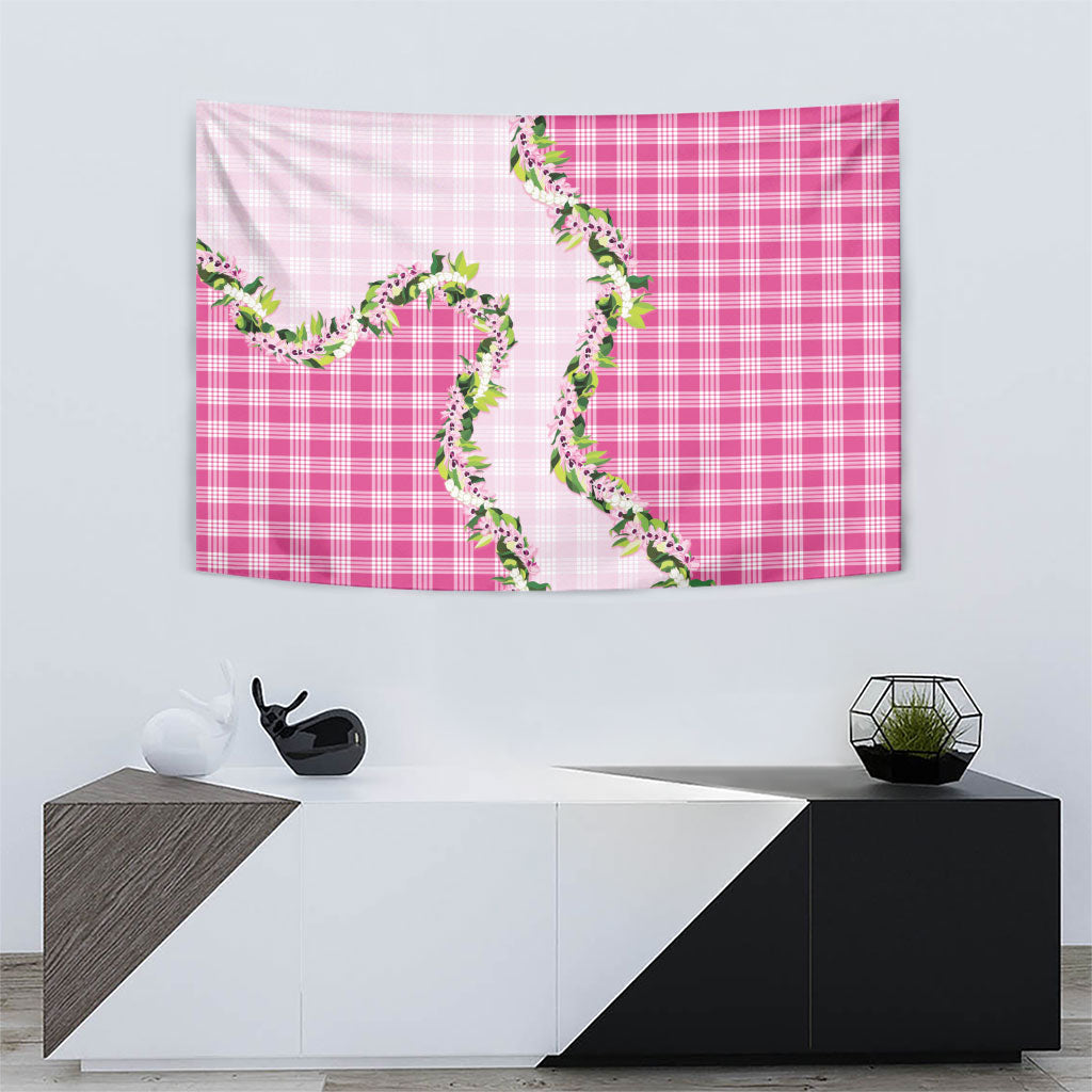 Pink Hawaii Palaka Tapestry Maile Pikake Honohono Orchid Lei