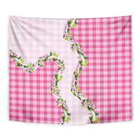 Pink Hawaii Palaka Tapestry Maile Pikake Honohono Orchid Lei