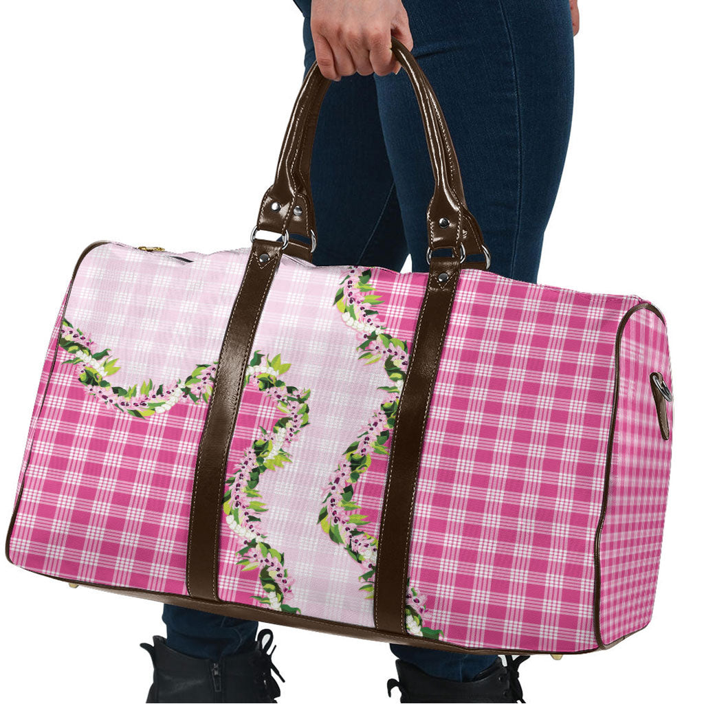 Pink Hawaii Palaka Travel Bag Maile Pikake Honohono Orchid Lei