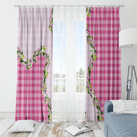 Pink Hawaii Palaka Window Curtain Maile Pikake Honohono Orchid Lei