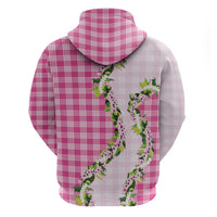 Pink Hawaii Palaka Zip Hoodie Maile Pikake Honohono Orchid Lei